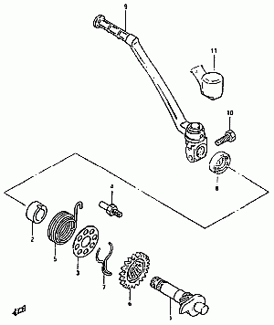 16-Käynnistinpoljin, -akseli