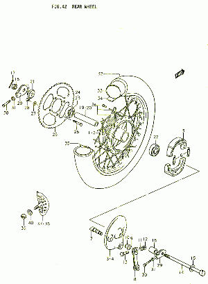 42-Takapyörä, -jarrukengät, -ratas