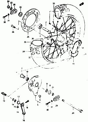 52-Takapyörä, jarrukengät, jarrukilpi